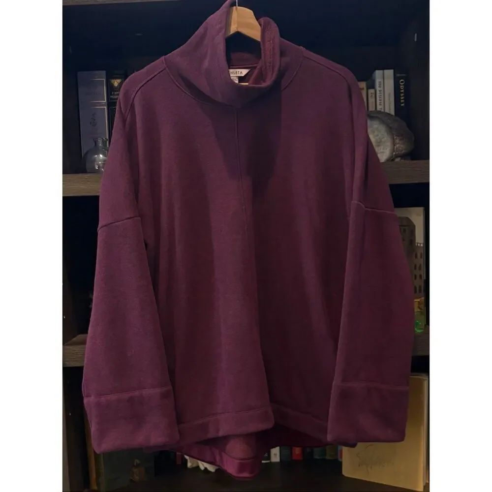 Athleta Cozy Karma Funnel Neck Sweatshirt Maroon Wine Size Small